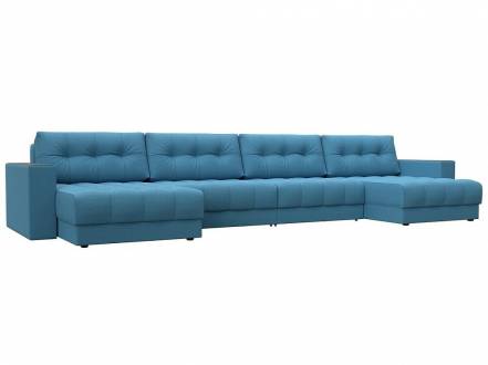 Диван п-образный с декором Лига-049 НПБ Лонг Рогожка Амур 10 голубой photo Диван п-образный с декором Лига-049 НПБ Лонг Рогожка Амур 10 голубой фото