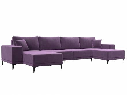 Диван П-образный Льюес Велюр Серый фото