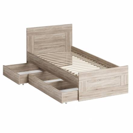 Сириус кровать одинарная с ящиками 90х200 Сонома фото