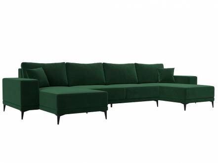 Диван П-образный Льюес Велюр Зелёный фото