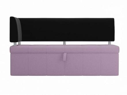 Кухонный угловой диван Стоун Микровельвет Сиреневый/Чёрный левый угол фото