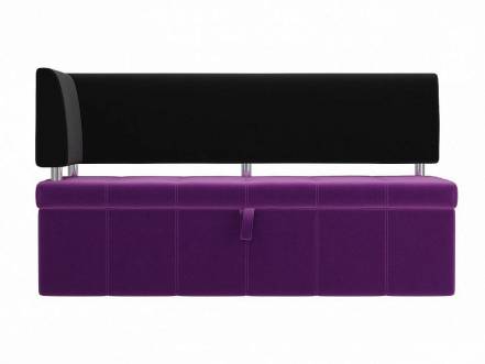 Кухонный угловой диван Стоун Микровельвет Фиолетовый/Чёрный левый угол фото
