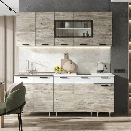 ЛДСП Кухня Рио NEW 1,8м (490) (Юкон/Белый, Белый (Антарес)) фото