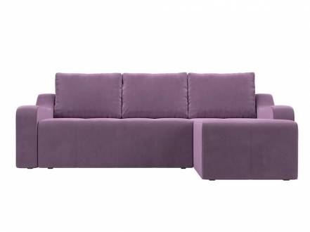 Угловой диван Элида   Микровельвет Сиреневый правый угол фото