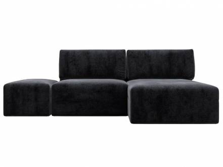 Диван угловой модульный с пуфом Лига-060 НПБ угол универсальный Велюр TOWER 11 темно-серый фото