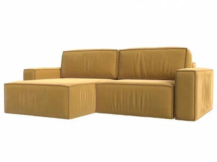 Угловой диван Прага классик левый угол, микровельвет, желтый фото