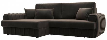 Диван угловой Лига-057 НПБ угол левый Велюр SEVEN 727 коричневый фото