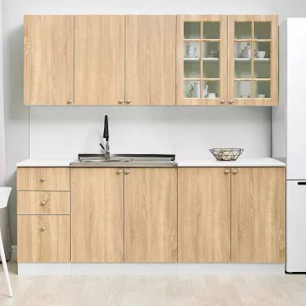 Кухня Техно-1 2,0м (490) (Дуб сонома, Белый (Сонома)) фото