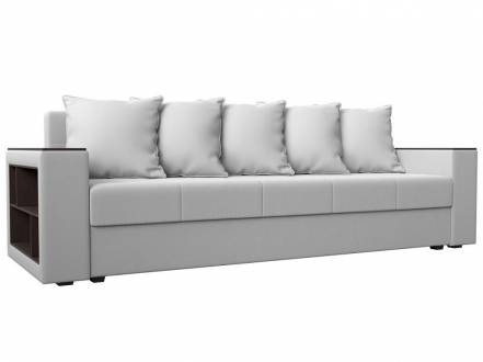 Диван прямой Дубай Лайт полки слева Экокожа Белый фото