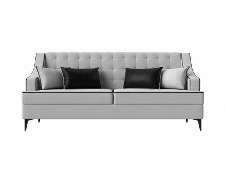 Диван прямой Марк экокожа белый кант черный фото