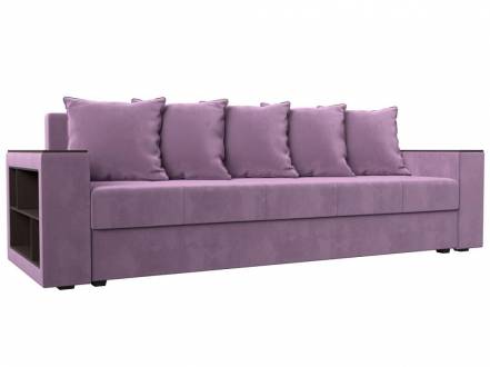 Диван прямой Дубай Лайт полки слева Микровельвет Сиреневый фото