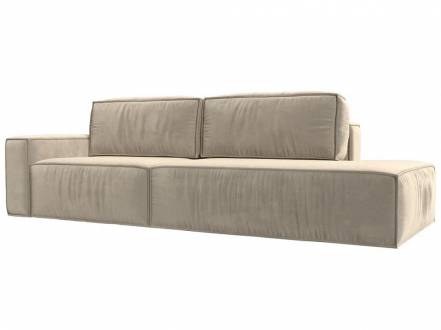Прямой диван Прага модерн подлокотник слева, микровельвет, бежевый photo Прямой диван Прага модерн подлокотник слева, микровельвет, бежевый фото
