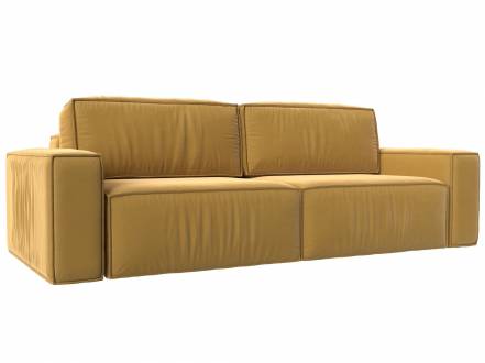 Прямой диван Прага классик, микровельвет, желтый фото