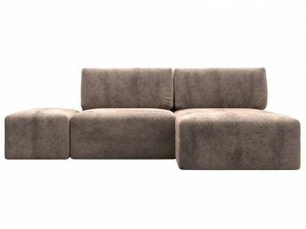 Диван угловой модульный с пуфом Лига-060 НПБ угол универсальный Велюр TOWER 05 бежевый фото