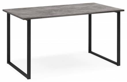Стол деревянный Лиман 140 х 80 бетон светлый / черный матовый фото