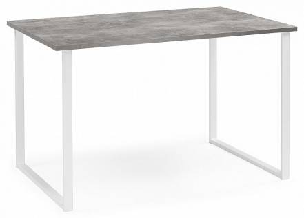 Стол деревянный Лиман 117 x 77 бетон светлый / белый матовый фото