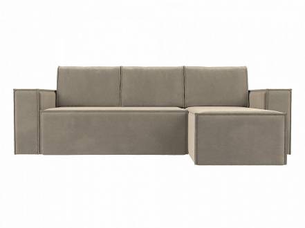 Угловой диван Куба Микровельвет Бежевый правый угол фото