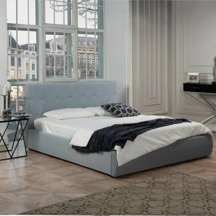 Кровать Селеста велюр серый с подъемным механизмом 1400x2000, ортопедическое основание, изголовье мягкое фото