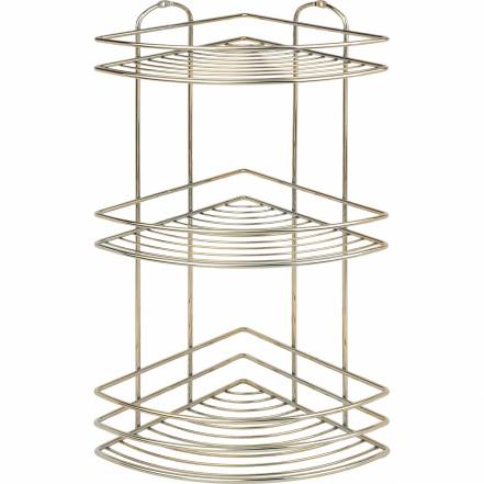 Полка угловая Teknotel 3 яруса золотистый 20x20x46 см фото