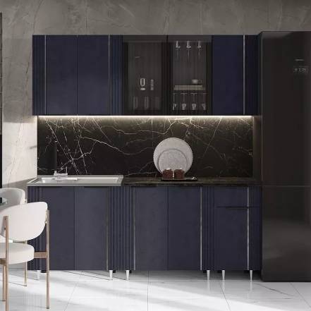 Кухня Виктория 2,0м (490) (Пластер Индиго, Графит (Кастилло темный)) фото