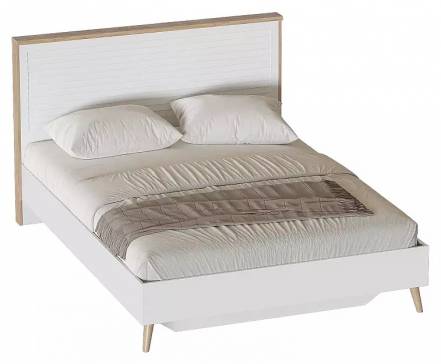 Кровать Гавана без обивки дуб натуральный светлый/белый матовый без подъёмного механизма 1600x2000, изголовье жесткое фото