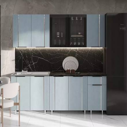 Кухня Виктория 2,0м (490) (Пластер Скай, Белый (Кастилло темный)) photo Кухня Виктория 2,0м (490) (Пластер Скай, Белый (Кастилло темный)) фото