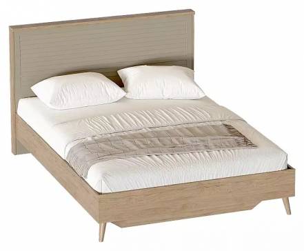 Кровать Гавана без обивки дуб натуральный светлый/светло-серый софт без подъёмного механизма 1600x2000, изголовье жесткое фото
