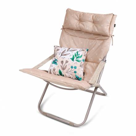 Кресло-шезлонг Ника с матрасом и декоративной подушкой песочного цвета 85х64х86 см фото