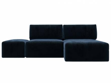 Диван угловой модульный с пуфом Лига-060 НПБ угол универсальный Велюр TOWER 13 синий фото