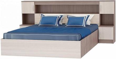 Кровать Бася КР-552 с закроватным модулем ЛДСП Ясень шимо светлый 1,6м photo Кровать Бася КР-552 с закроватным модулем ЛДСП Ясень шимо светлый 1,6м фото