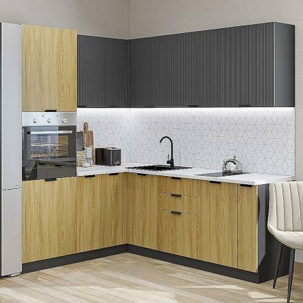 Кухня Евро Лайн 04 Graphite 2140 1800 2150 600 фото