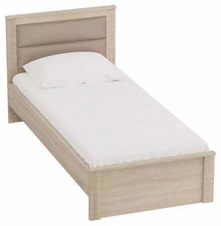 Кровать Элана экокожа дуб сонома без подъёмного механизма 900x2000, без ортопедического основания, изголовье мягкое фото