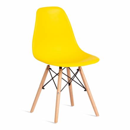 Стул ТС Cindy Chair пластиковый с ножками из бука желтый 45х51х82 см фото