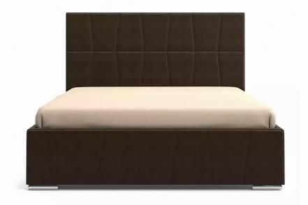 Кровать Пассаж велюр коричневый без подъёмного механизма 1600x2000, без ортопедического основания, изголовье мягкое фото