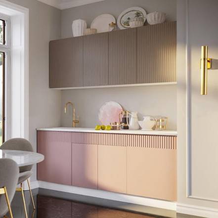 Кухня Оливия NEW 2,0м (490) (Шарли Мокко/Шарли Pink, Белый (Антарес)) фото