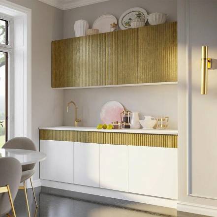 Кухня Оливия NEW 2,0м (490) (Белый глянец/Голдэн Пэлас, Белый (Антарес)) фото