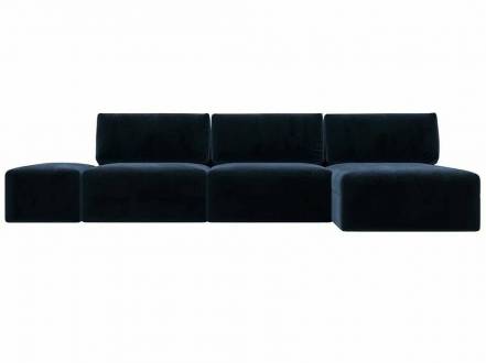 Диван угловой модульный с пуфом Лига-060 НПБ Лонг угол универсальный Велюр TOWER 13 синий фото