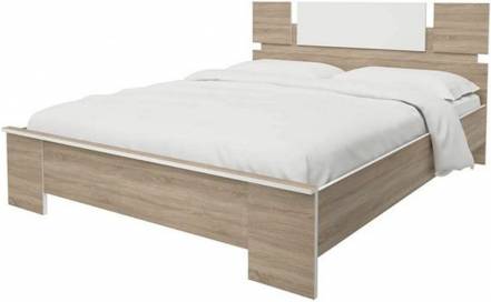 Кровать Оливия без обивки дуб сонома/белый без подъёмного механизма 1600x2000, без ортопедического основания, изголовье жесткое фото