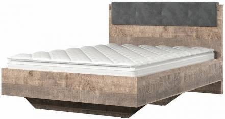 Кровать Hugo без обивки дуб гранж песочный без подъёмного механизма 1400x2000, без ортопедического основания, изголовье жесткое фото