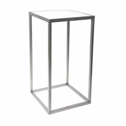 Столик интерьерный с белым мрамором Glasar серебристый 38x38x64 см фото