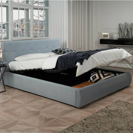 Кровать Селеста велюр серый с подъемным механизмом 1600x2000, ортопедическое основание, изголовье мягкое фото