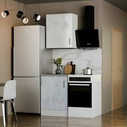 Кухонный гарнитур Уют 60 Белый/Бетон/Белый photo Кухонный гарнитур Уют 60 Белый/Бетон/Белый фото