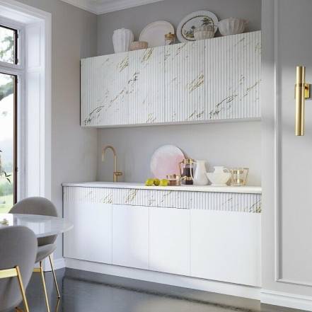 Кухня Оливия NEW 2,0м (490) (Белый глянец/Мрамор золото, Белый (Антарес)) фото