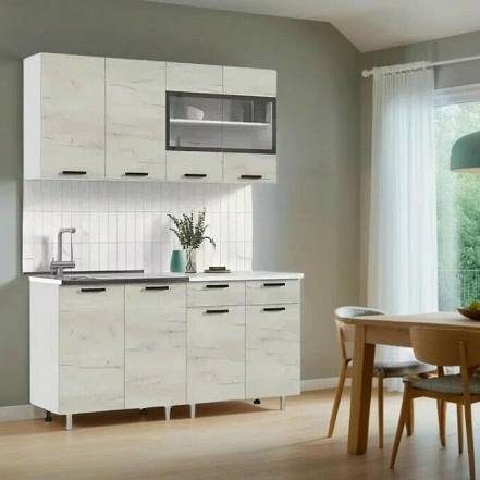 ЛДСП Кухня Рио NEW 1,6м (490) (Дуб Крафт Белый, Белый (Антарес)) photo ЛДСП Кухня Рио NEW 1,6м (490) (Дуб Крафт Белый, Белый (Антарес)) фото