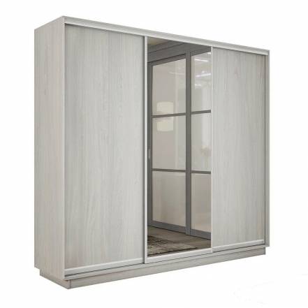 Шкаф Экспресс 2 3-х дверный Трио ЛДСП Зеркало ЛДСП (Серебряный профиль) Ясень Анкор светлый 1800x2200x450 фото