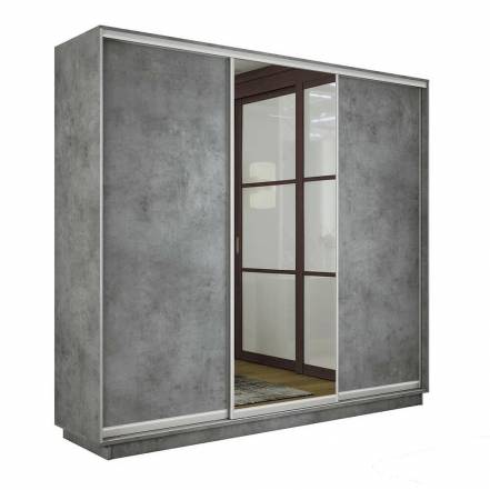 Шкаф Экспресс 2 3-х дверный Трио ЛДСП Зеркало ЛДСП (Серебряный профиль) Бетон 1800x2200x450 фото