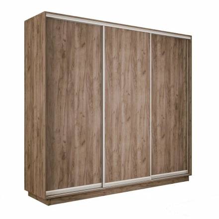 Шкаф Экспресс 2 3-х дверный Трио ЛДСП (Серебряный профиль) Дуб Крафт Табачный 1800x2200x450 фото