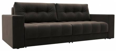 Диван прямой с декором Лига-049 НПБ Велюр SEVEN 727 коричневый фото