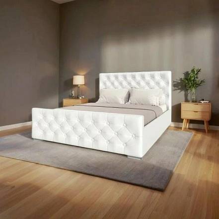 Кровать ИНТЕРО экокожа белый 1800x2000, изголовье мягкое photo Кровать ИНТЕРО экокожа белый 1800x2000, изголовье мягкое фото