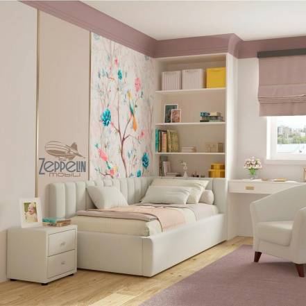 Кровать Milena велюр бежевый с подъемным механизмом 900x2000, ортопедическое основание, изголовье мягкое фото